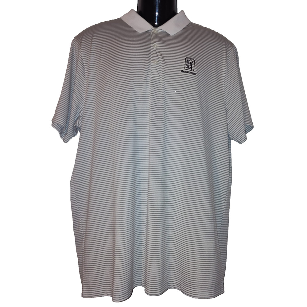 Nike Golf Men's White Short Sleeve The Open Striped Polo Shirt Size XL BG15